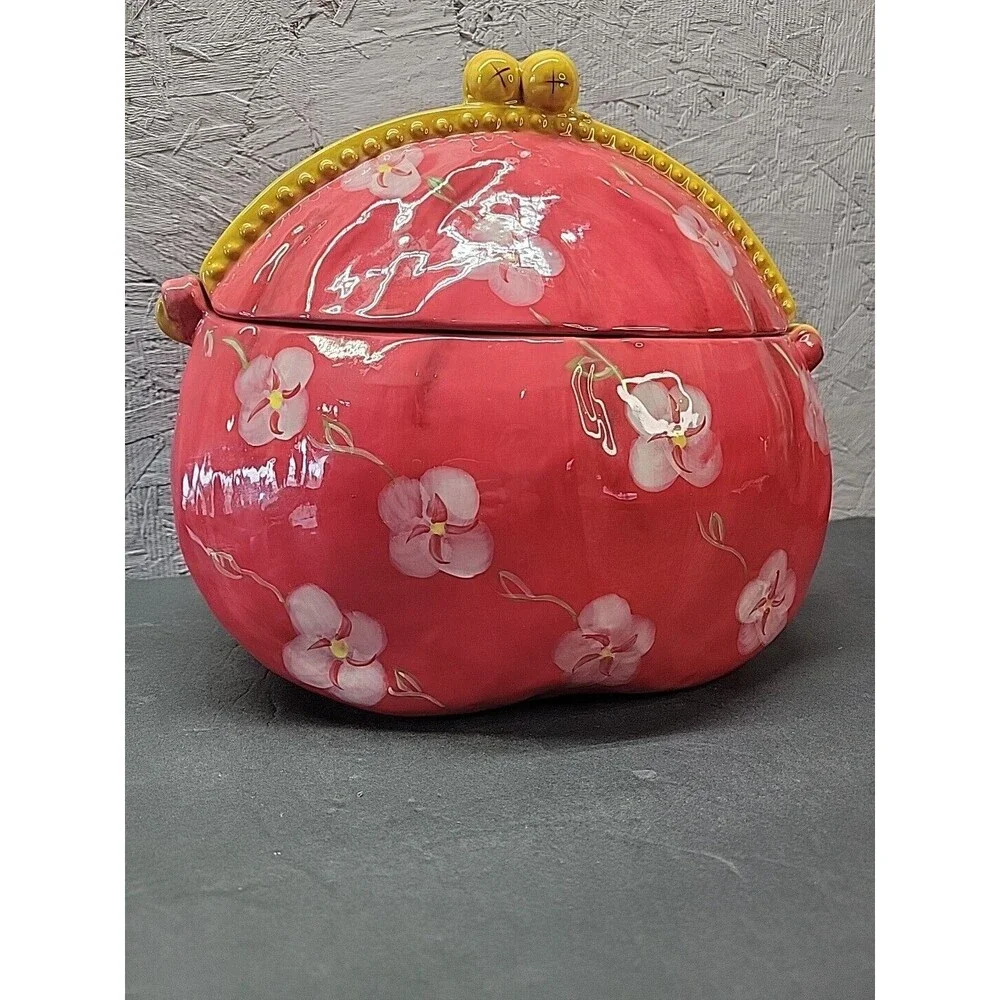 Certified International Cookie Jar Purse Shaped Floral Deb Collins‎